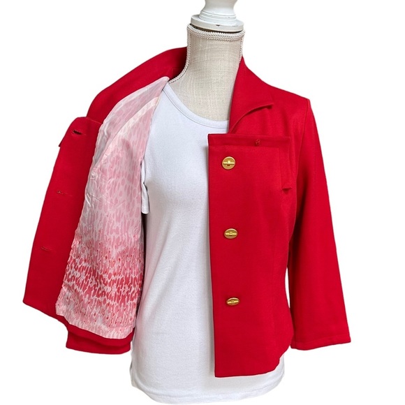 Cabi Red Beau Bow Business Blazer with Gold Button Size: 6 - Picture 4 of 15